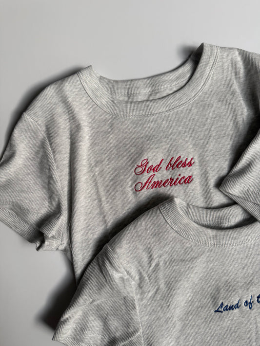 Vintage Baby Tee - God Bless America